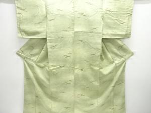 雪芝に草花模様小紋着物